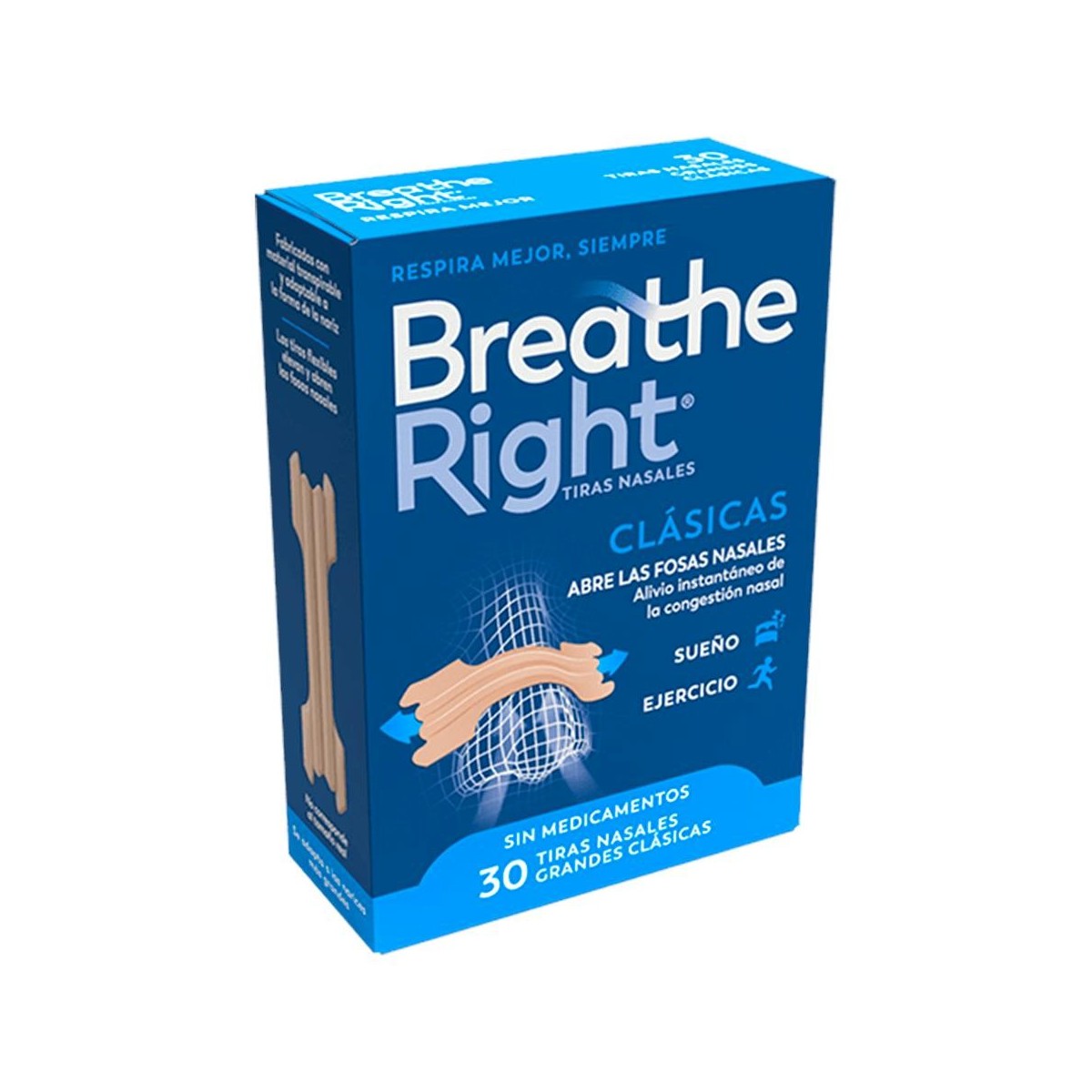 Breathe Right Tiras Nasal Gde 30 U Clásicas