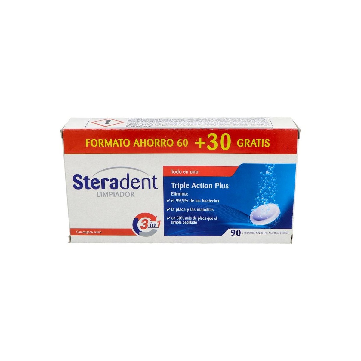 Steradent limpieza triple acción 60u+30u