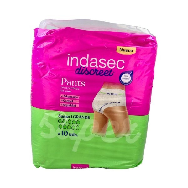 Indasec Discreet Pant Super Talla Grande Bolsa 10 Absorbentes