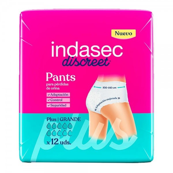 Indasec Discreet Pant Plus Talla Grande Bolsa 12 Absorbentes