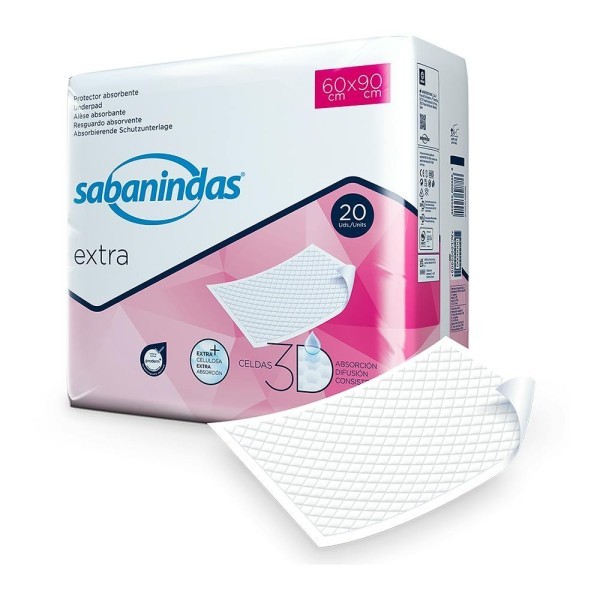 Sabanindas Extra Bolsa 20 Protector Absorbente Maxi 60 X 90 Cm.