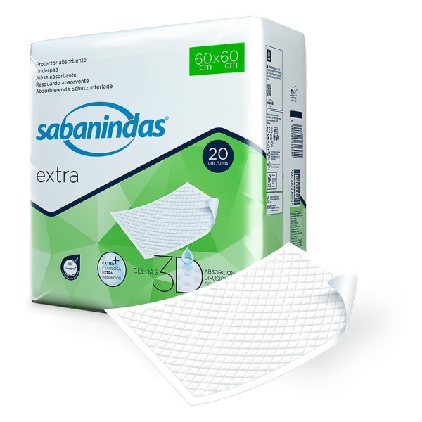Sabanindas Extra Bolsa 20 Protector Absorbente Medio 60 X 60 Cm.